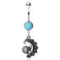 Piercing nombril turquoise soleil et lune
