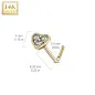 Piercing nez Or jaune 14 carats tige L coeur trois strass blancs