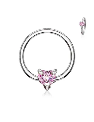 Piercing anneau captif coeur rose