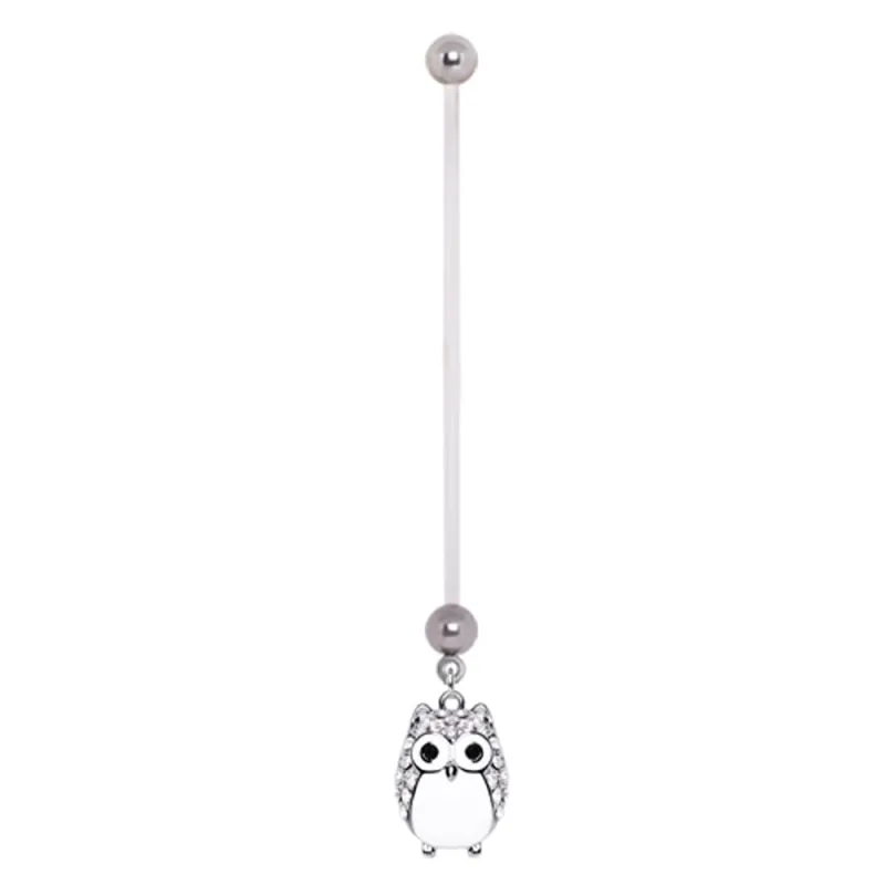 Piercing nombril de grossesse hibou avec strass