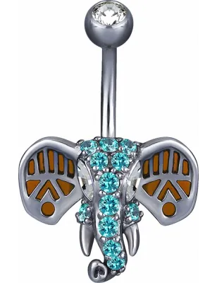 Piercing nombril Swarovski Zirconia Eléphant turquoise