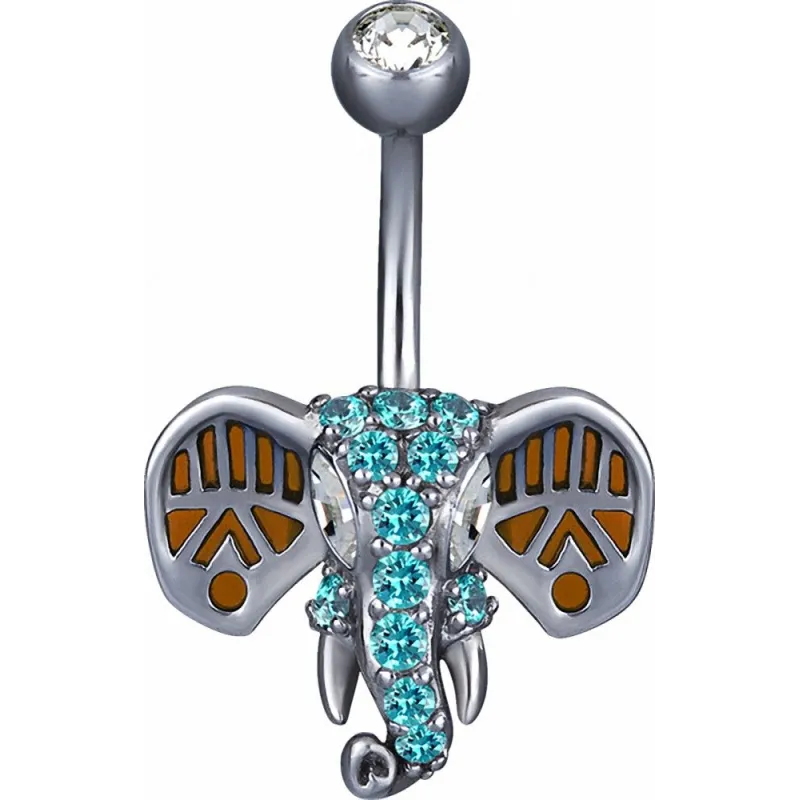 Piercing nombril Swarovski Zirconia Eléphant turquoise