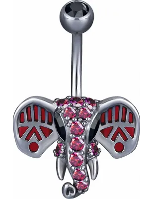 Piercing nombril Swarovski Zirconia Eléphant fuchsia