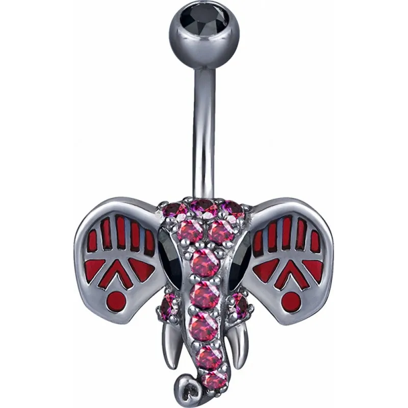 Piercing nombril Swarovski Zirconia Eléphant fuchsia