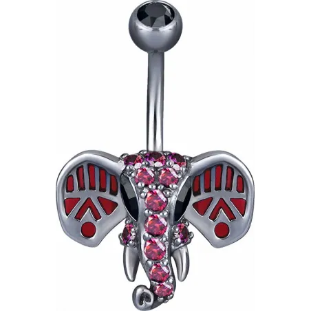 Piercing nombril Swarovski Zirconia Eléphant fuchsia