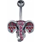 Piercing nombril Swarovski Zirconia Eléphant fuchsia