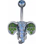 Piercing nombril Swarovski Zirconia Eléphant bleu et vert