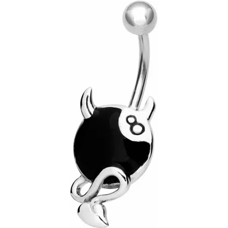 Piercing nombril boule 8 noire endiablée