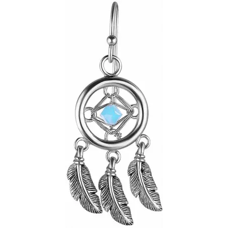 Paire boucles d'oreille attrape rêves serti d'un cristal de Swarovski bleu clair