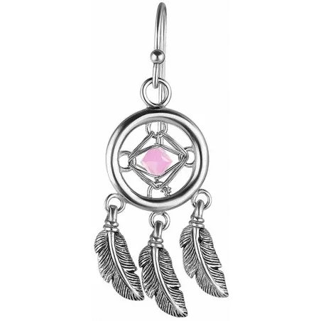 Paire boucles d'oreille attrape rêves serti d'un cristal de Swarovski rose