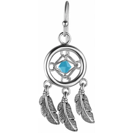 Paire boucles d'oreille attrape rêves serti d'un cristal de Swarovski turquoise