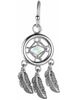 Paire boucles d'oreille attrape rêves serti d'un cristal de Swarovski blanc