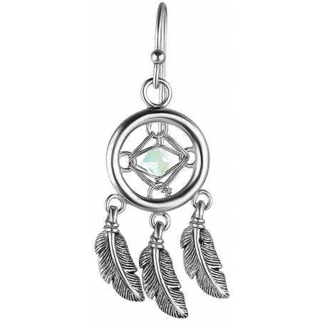 Paire boucles d'oreille attrape rêves serti d'un cristal de Swarovski blanc