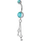 Piercing nombril Crystal Swarovski chaine clefs turquoise