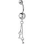 Piercing nombril Crystal Swarovski chaine clefs blanc