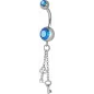 Piercing nombril Crystal Swarovski chaine clefs bleu clair