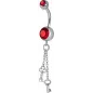 Piercing nombril Crystal Swarovski chaine clefs rouge