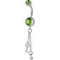 Piercing nombril Crystal Swarovski chaine clefs vert