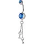 Piercing nombril Crystal Swarovski chaine clefs bleu