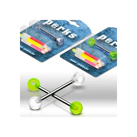 Pack Piercing Langue Acier Chirurgical Phosphorescents  - Bijou Piercing Langue