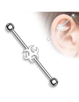 Piercing industriel oreille biohazard argenté