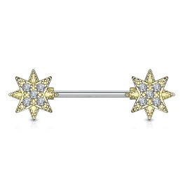 Piercing téton barbell plaqué or étoiles