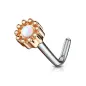 Piercing nez tige en L rosé opale de synthèse blanche