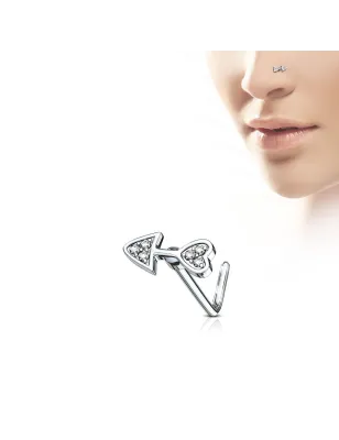 Piercing nez tige en L flèche pavée de gemmes