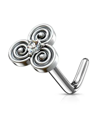 Piercing nez tige en L cercles tribales strass blanc