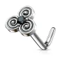 Piercing nez tige en L cercles tribales strass noir
