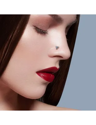 Piercing nez tige en L cercles tribales strass turquoise