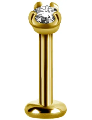 Piercing labret acier doré serti de Swarovski Zirconia