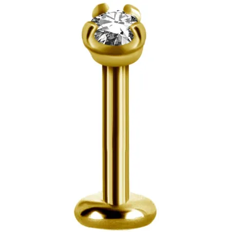 Piercing labret acier doré serti de Swarovski Zirconia