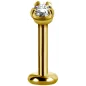 Piercing labret acier doré serti de Swarovski Zirconia