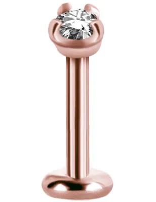 Piercing labret acier rosé serti de Swarovski Zirconia