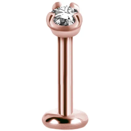 Piercing labret acier rosé serti de Swarovski Zirconia
