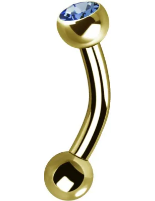 Piercing arcade plaqué or Swarovski Zirconia bleu