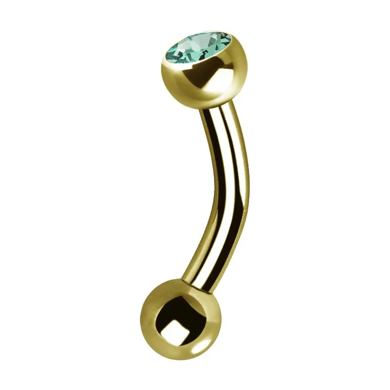 Piercing arcade plaqué or Swarovski Zirconia turquoise