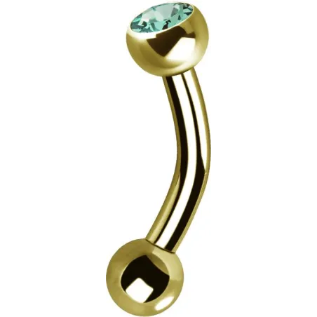 Piercing arcade plaqué or Swarovski Zirconia turquoise