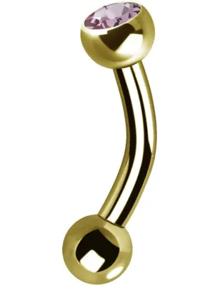 Piercing arcade plaqué or Swarovski Zirconia rose