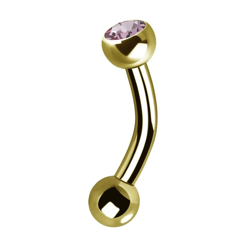 Piercing arcade plaqué or Swarovski Zirconia rose