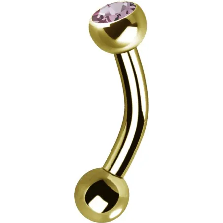 Piercing arcade plaqué or Swarovski Zirconia rose