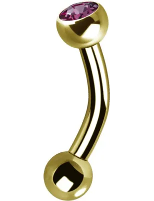 Piercing arcade plaqué or Swarovski Zirconia fuchsia