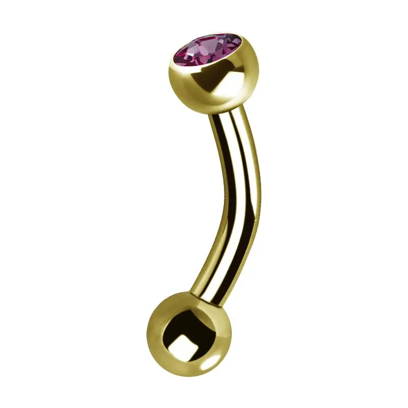 Piercing arcade plaqué or Swarovski Zirconia fuchsia