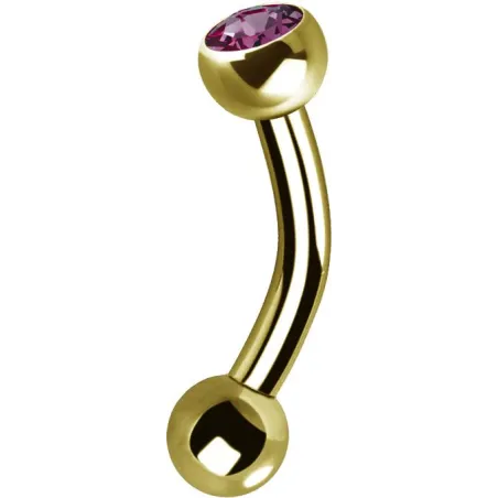 Piercing arcade plaqué or Swarovski Zirconia fuchsia