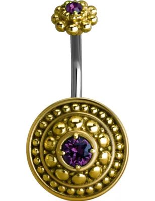Piercing nombril bouclier tribal Crystal Swarovski Violet