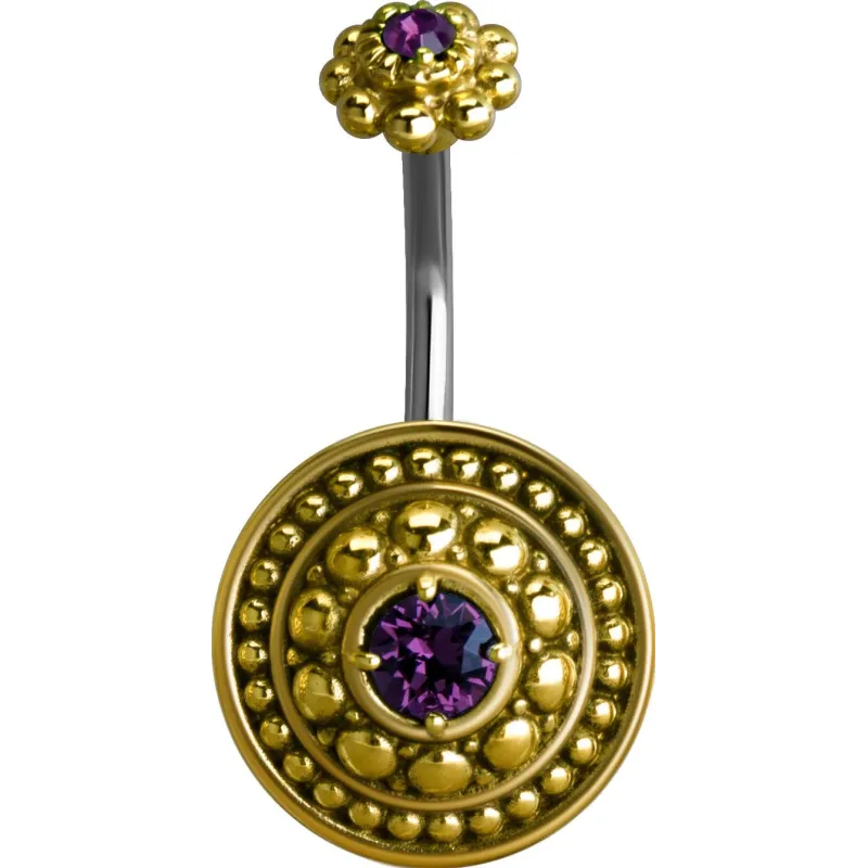 Piercing nombril bouclier tribal Crystal Swarovski Violet