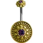 Piercing nombril bouclier tribal Crystal Swarovski Violet