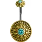 Piercing nombril bouclier tribal Crystal Swarovski turquoise