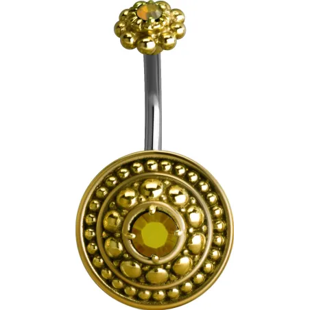 Piercing nombril bouclier tribal Crystal Swarovski topaze